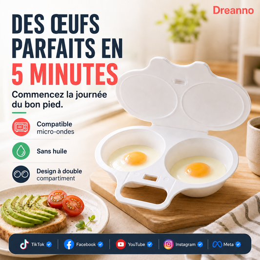 🥚 Des œufs pochés en quelques minutes ! Pocheur pour micro-ondes à double compartiment, sans huile