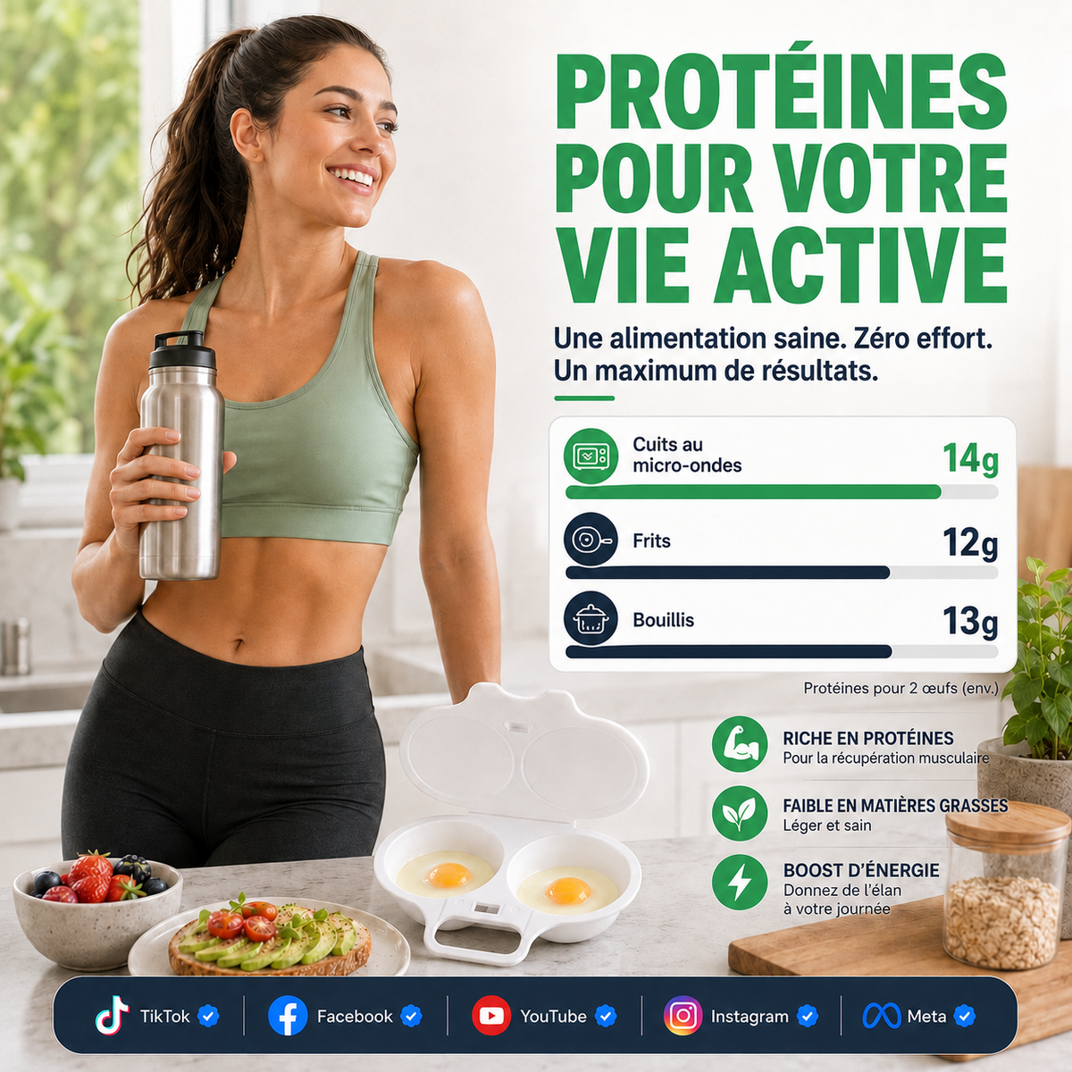 🥚 Des œufs pochés en quelques minutes ! Pocheur pour micro-ondes à double compartiment, sans huile