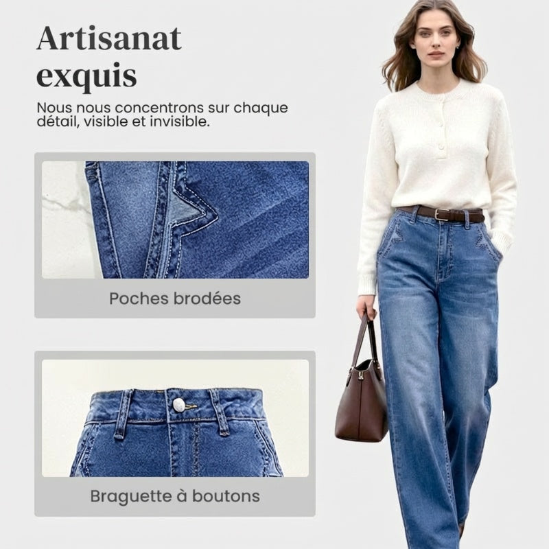 👖✨ 50% de réduction ! Jean Vintage Taille Haute à Jambes Larges pour Femme – Délavage rétro, coupe flatteuse & confort en coton toute la journée