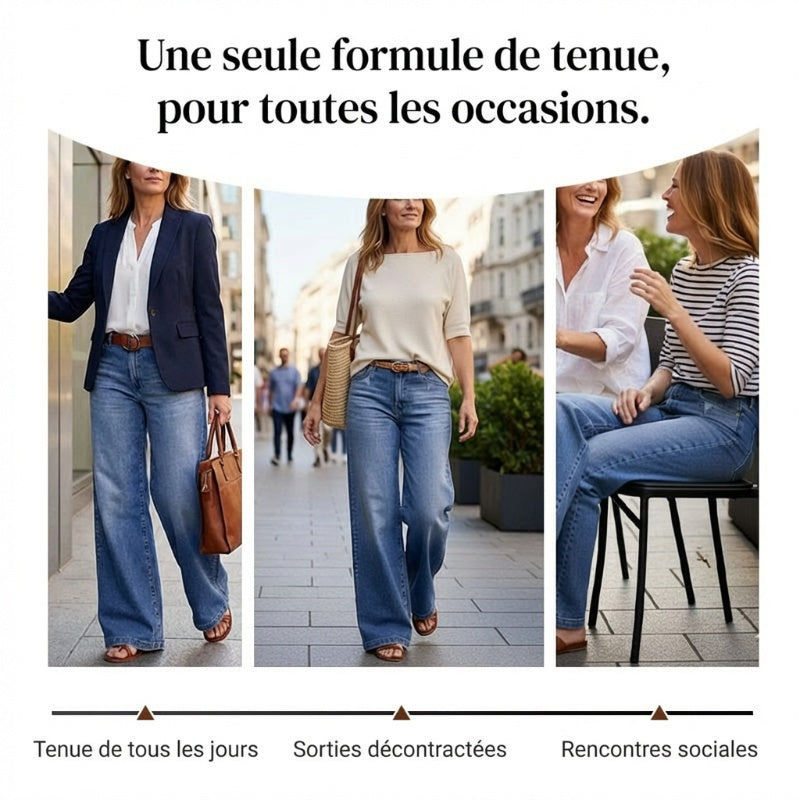 👖✨ 50% de réduction ! Jean Vintage Taille Haute à Jambes Larges pour Femme – Délavage rétro, coupe flatteuse & confort en coton toute la journée