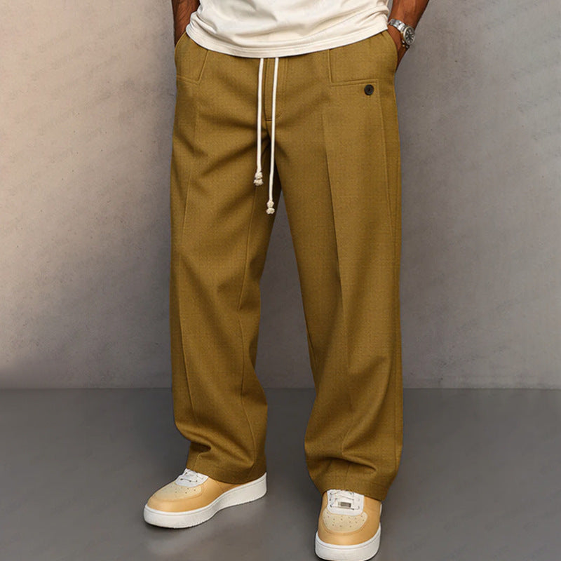Pantalon droit ample à plis pour homme