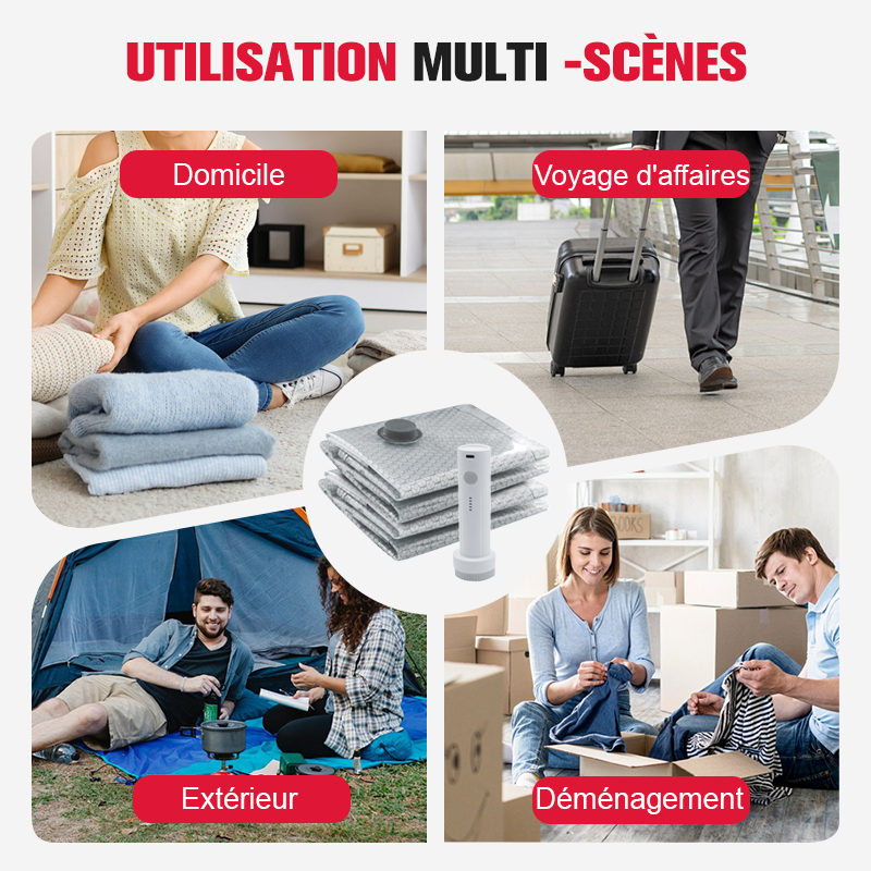 🧳 50% DE RÉDUCTION ! ✨ Ensemble Sacs de Rangement Sous Vide 2026 – Pompe Portable Incluse, Gain de Place 80% 📦