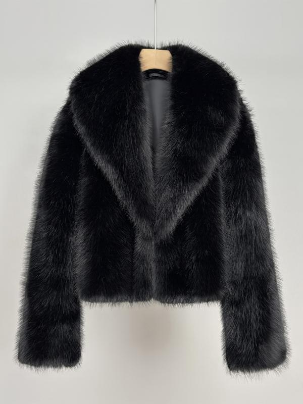 Manteau court en fausse fourrure pour femme, veste d'hiver ample et chaude