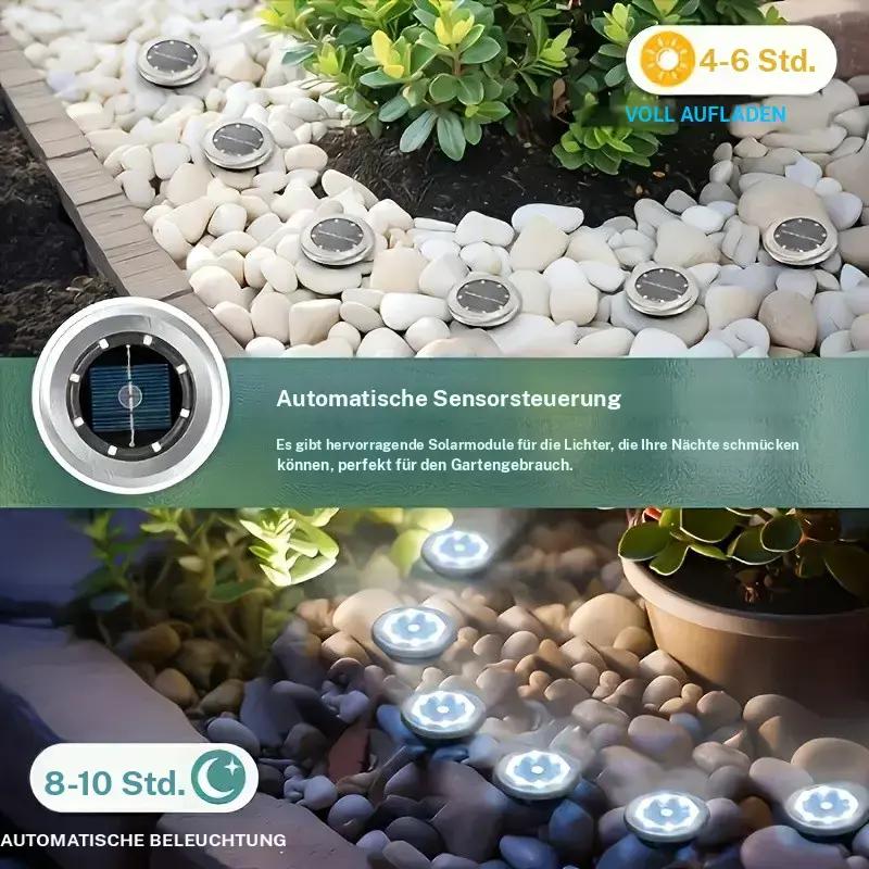 Lampe solaire d'extérieur en acier inoxydable avec 8 LED