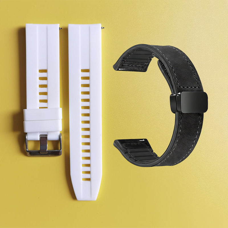 Bracelet de montre en silicone 22 mm + bracelet de montre en cuir