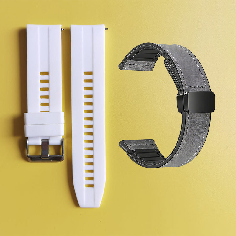 Bracelet de montre en silicone 22 mm + bracelet de montre en cuir