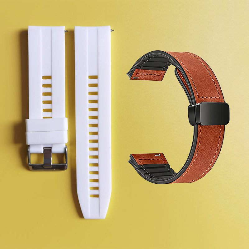 Bracelet de montre en silicone 22 mm + bracelet de montre en cuir