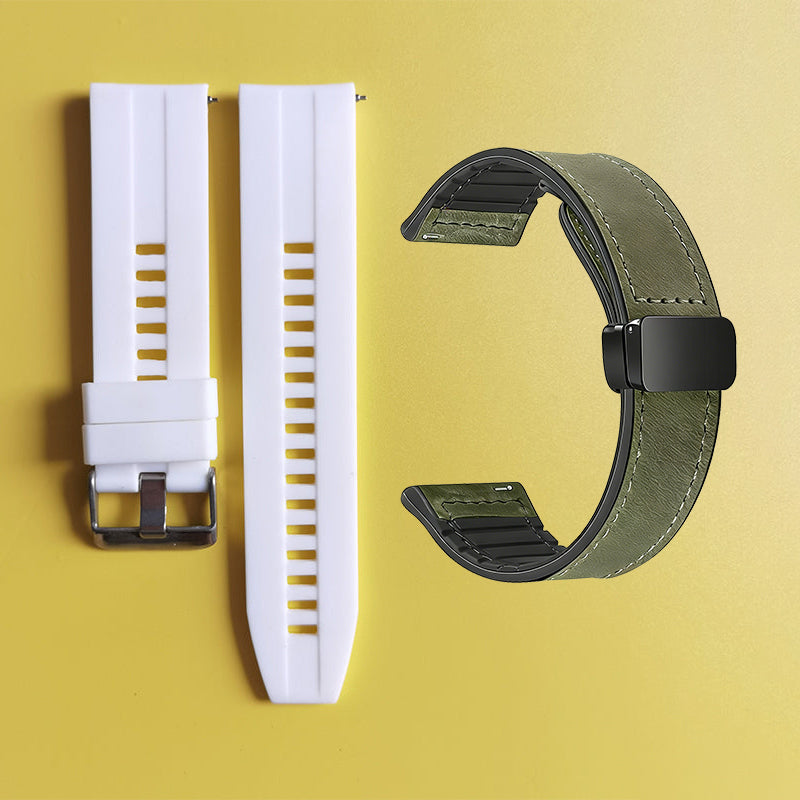 Bracelet de montre en silicone 22 mm + bracelet de montre en cuir