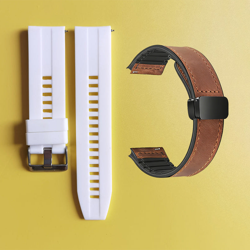 Bracelet de montre en silicone 22 mm + bracelet de montre en cuir