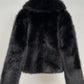 Manteau court en fausse fourrure pour femme, veste d'hiver ample et chaude