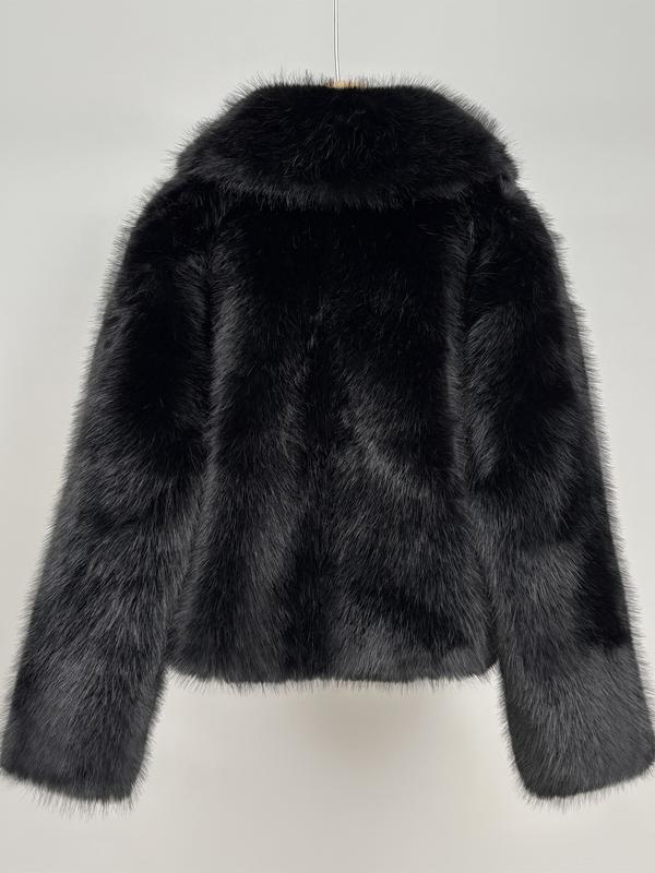 Manteau court en fausse fourrure pour femme, veste d'hiver ample et chaude
