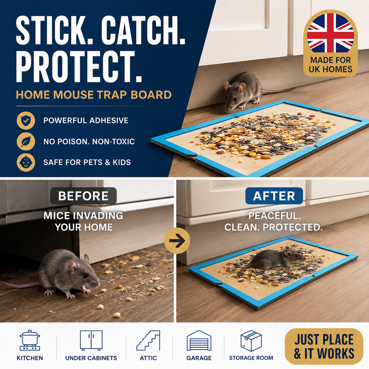 ⏳🔥50 % DE RÉDUCTION POUR UNE DURÉE LIMITÉE ! ⏰Piège à souris adhésif pour usage intérieur à la maiso