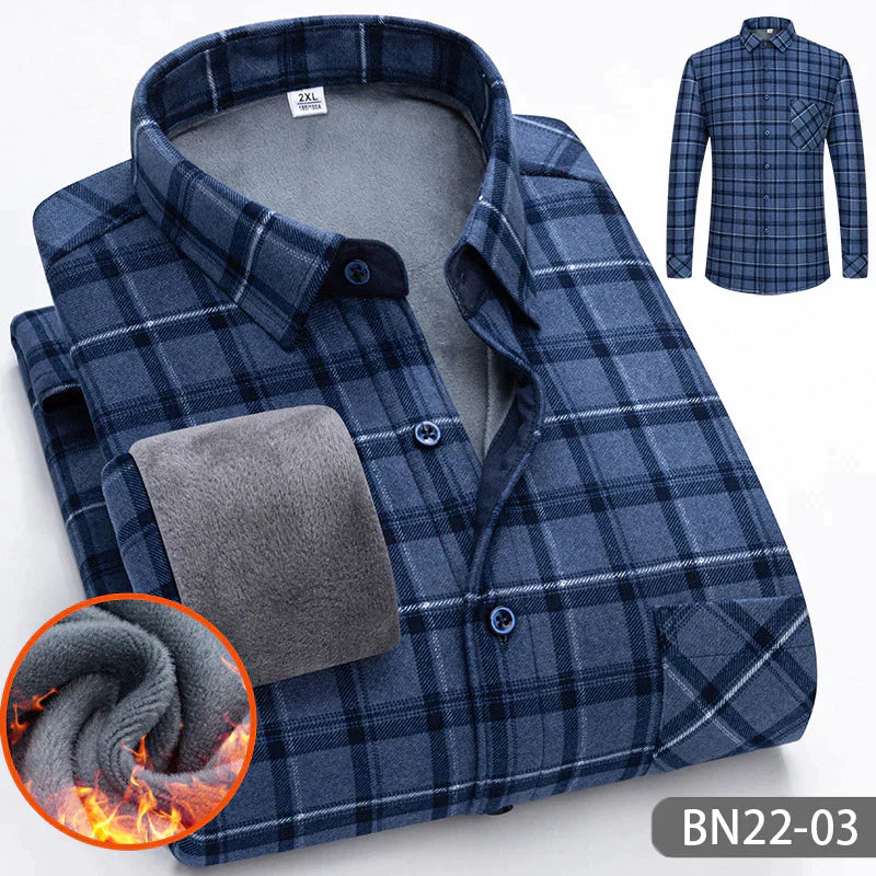 Chemise à rayures d'hiver d'automne en épaissis pour les hommes