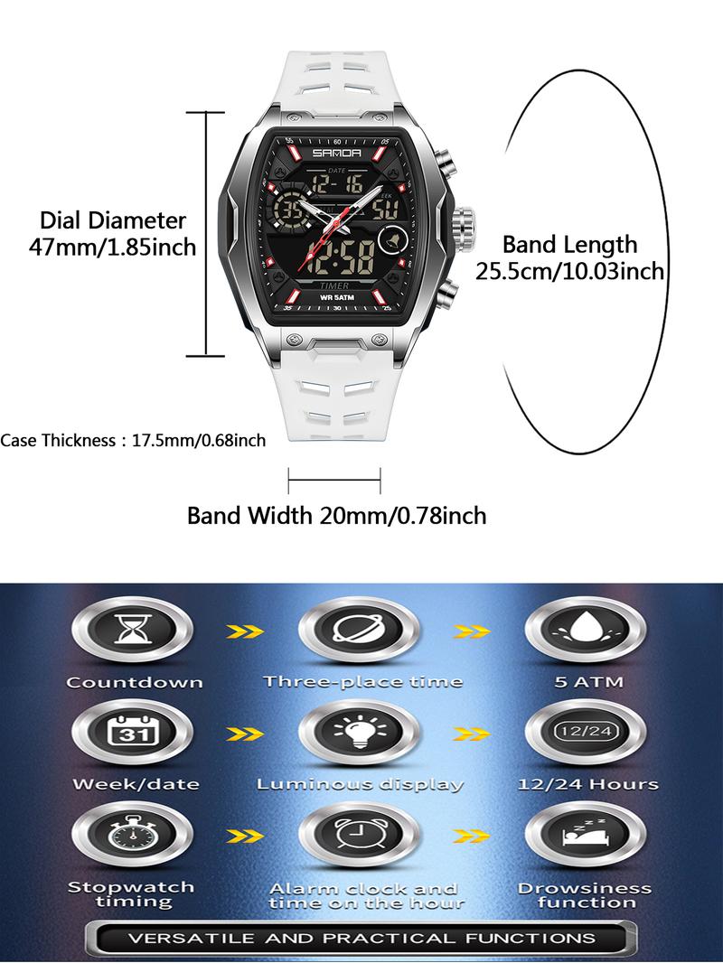Montre numérique pour homme, montre numérique sportive décontractée avec cadran lumineux et mode alarme