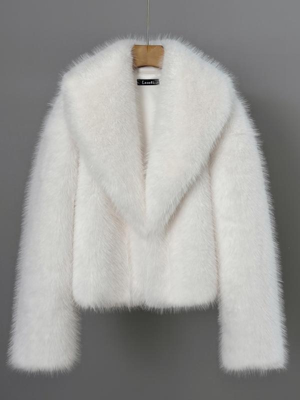 Manteau court en fausse fourrure pour femme, veste d'hiver ample et chaude