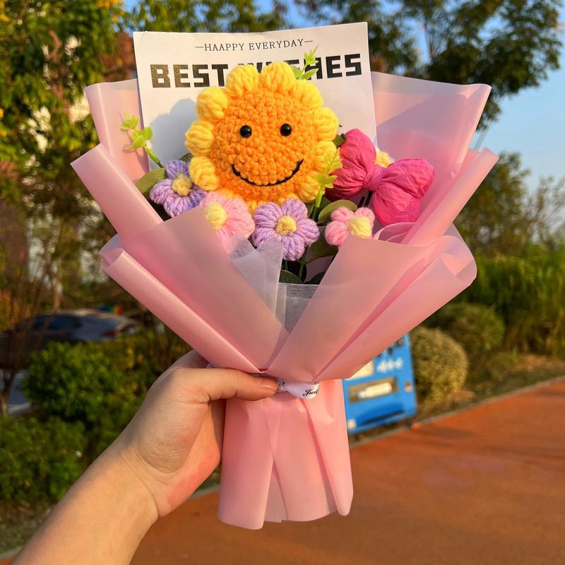 Bouquet de tournesols tricoté à la main