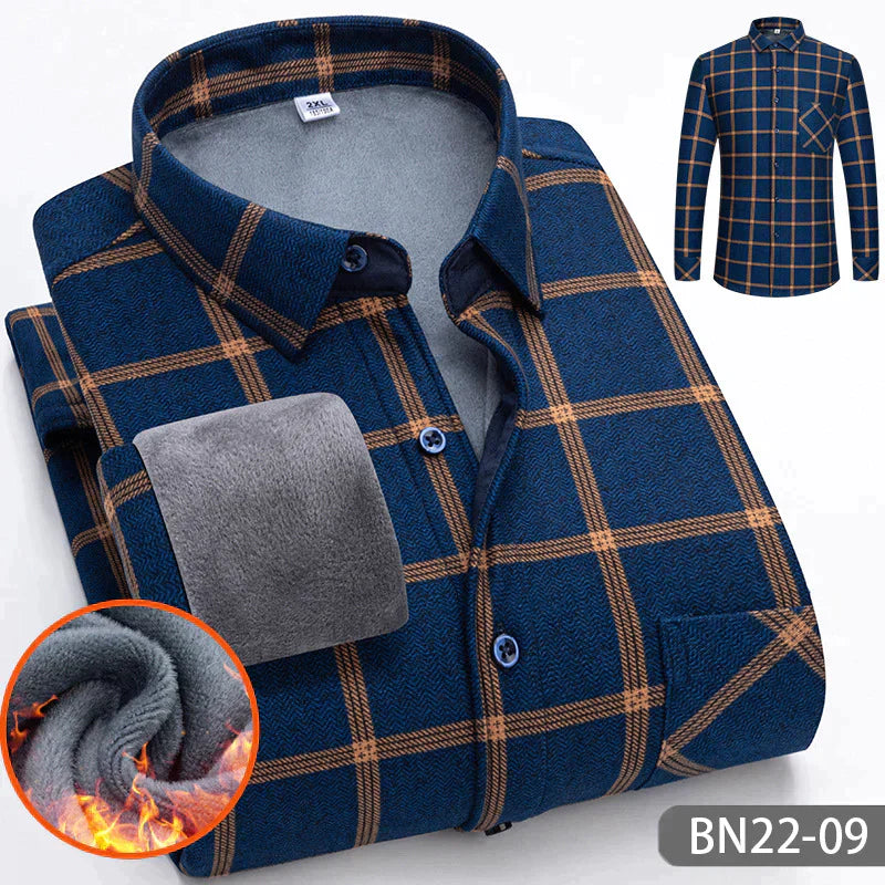 Chemise à rayures d'hiver d'automne en épaissis pour les hommes