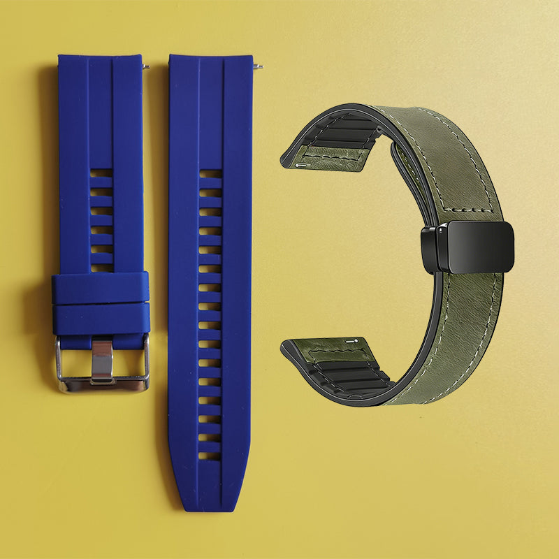 Bracelet de montre en silicone 22 mm + bracelet de montre en cuir