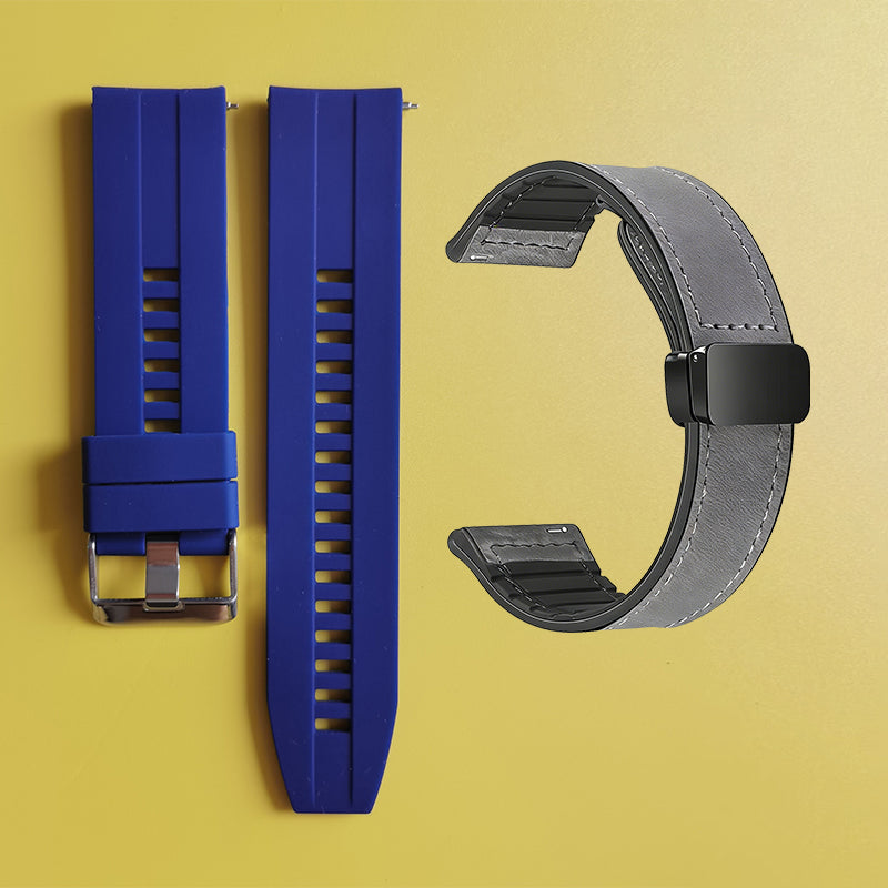 Bracelet de montre en silicone 22 mm + bracelet de montre en cuir
