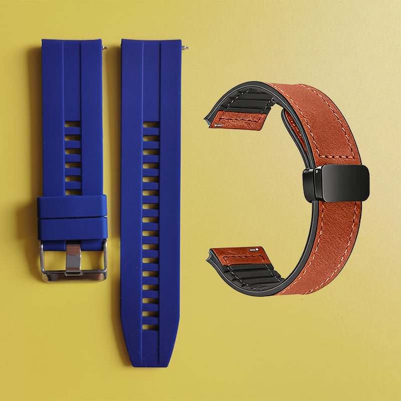 Bracelet de montre en silicone 22 mm + bracelet de montre en cuir