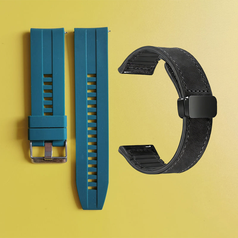 Bracelet de montre en silicone 22 mm + bracelet de montre en cuir
