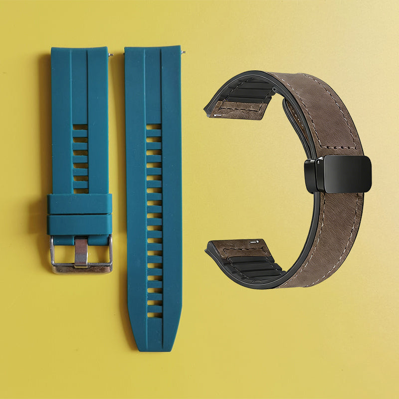 Bracelet de montre en silicone 22 mm + bracelet de montre en cuir