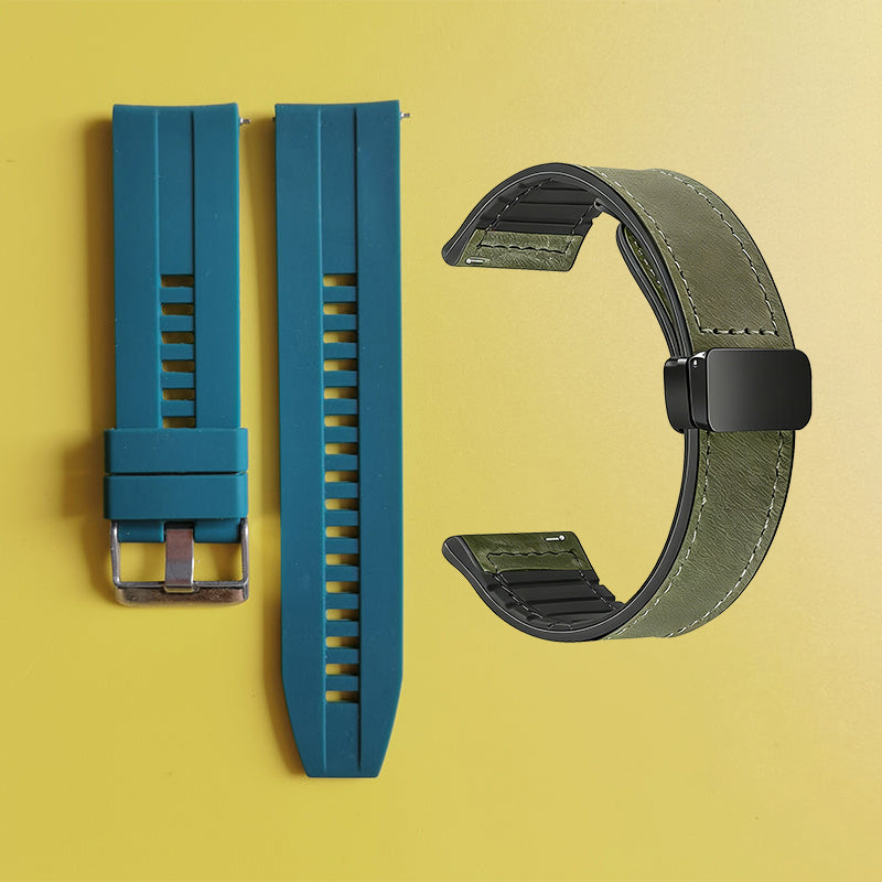 Bracelet de montre en silicone 22 mm + bracelet de montre en cuir