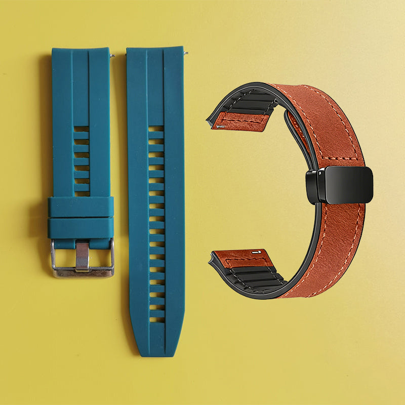 Bracelet de montre en silicone 22 mm + bracelet de montre en cuir