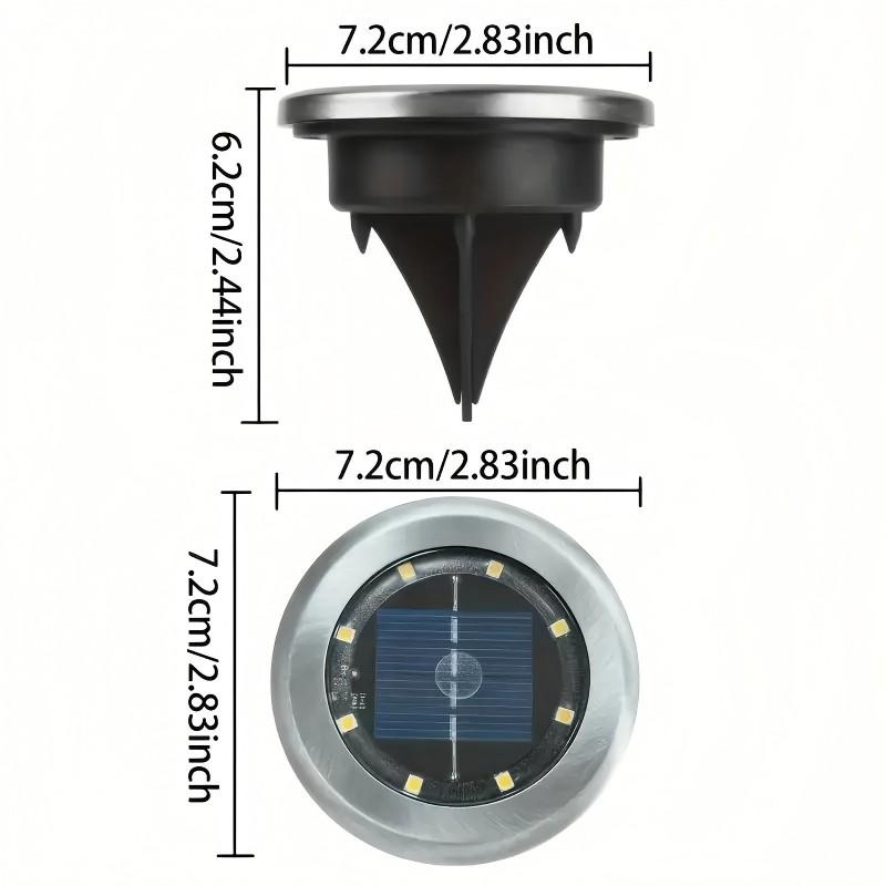 Lampe solaire d'extérieur en acier inoxydable avec 8 LED