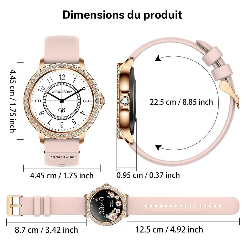 Montre connectée tendance pour femmes, montre numérique à grand écran HD de 1,32 pouces