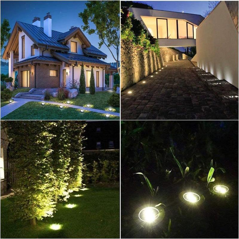 Lampe solaire d'extérieur en acier inoxydable avec 8 LED