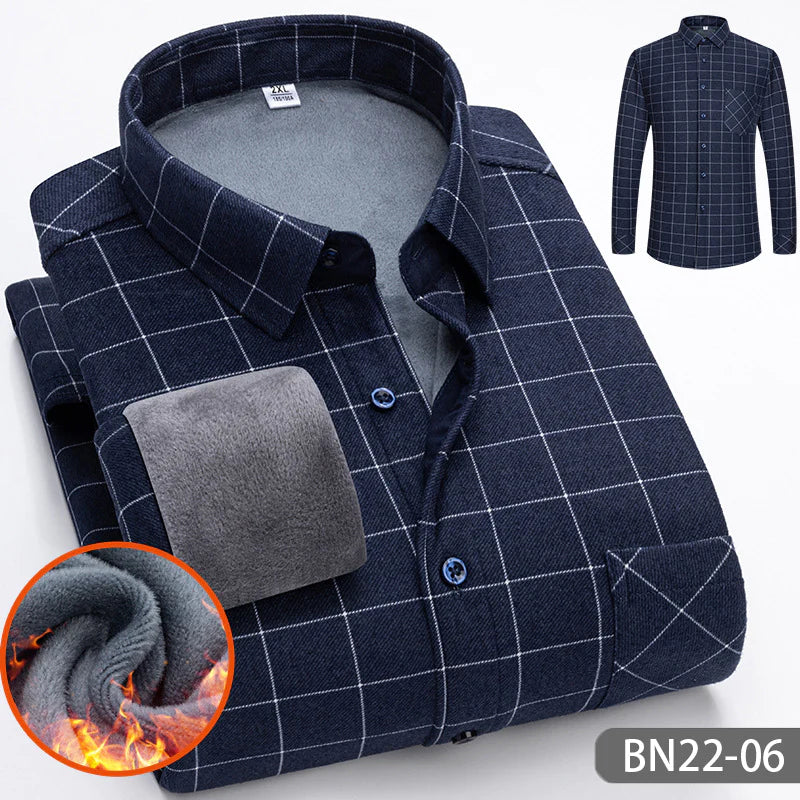 Chemise à rayures d'hiver d'automne en épaissis pour les hommes