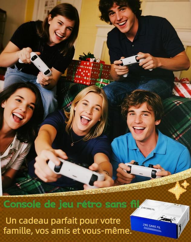 Plus de 40 000 jeux disponibles. Toute nouvelle console de jeux rétro M15. Compatible avec la connexion HDMI 4K. Manettes plug‑and‑play pour jouer sur télévision. Équipée de manettes sans fil 2,4 GHz améliorées.
