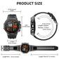 Montre connectée pour homme de style militaire avec batterie de 1 100 mAh, écran AMOLED de 1,7 pouces, lampe torche LED, étanchéité IP68, montre de sport avec fonction téléphone, plus de 110 modes sportifs, suivi de la fréquence cardiaque et du sommeil
