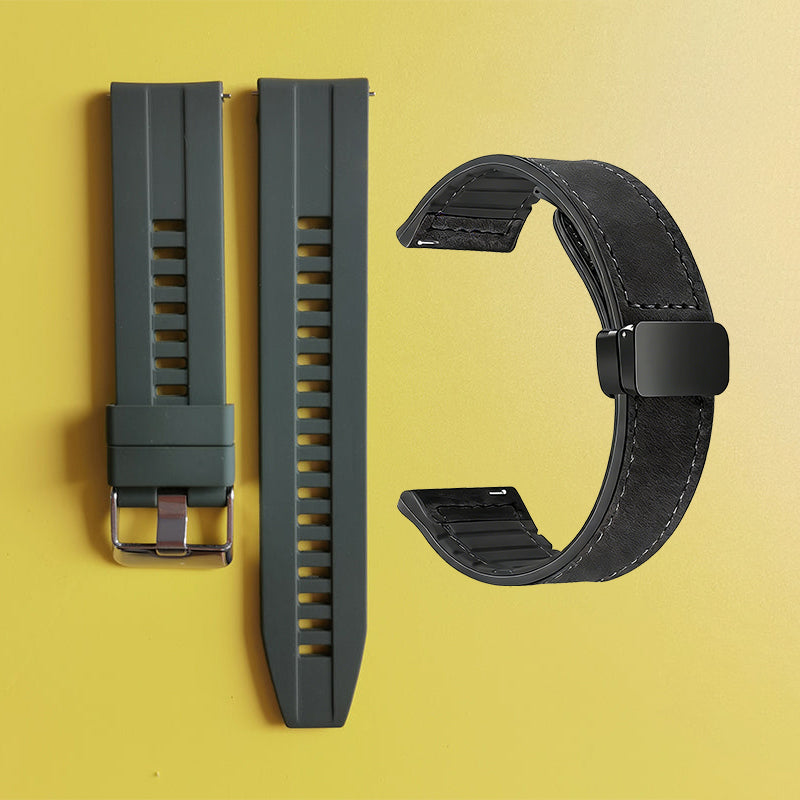 Bracelet de montre en silicone 22 mm + bracelet de montre en cuir