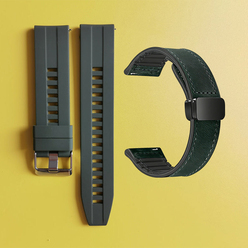 Bracelet de montre en silicone 22 mm + bracelet de montre en cuir