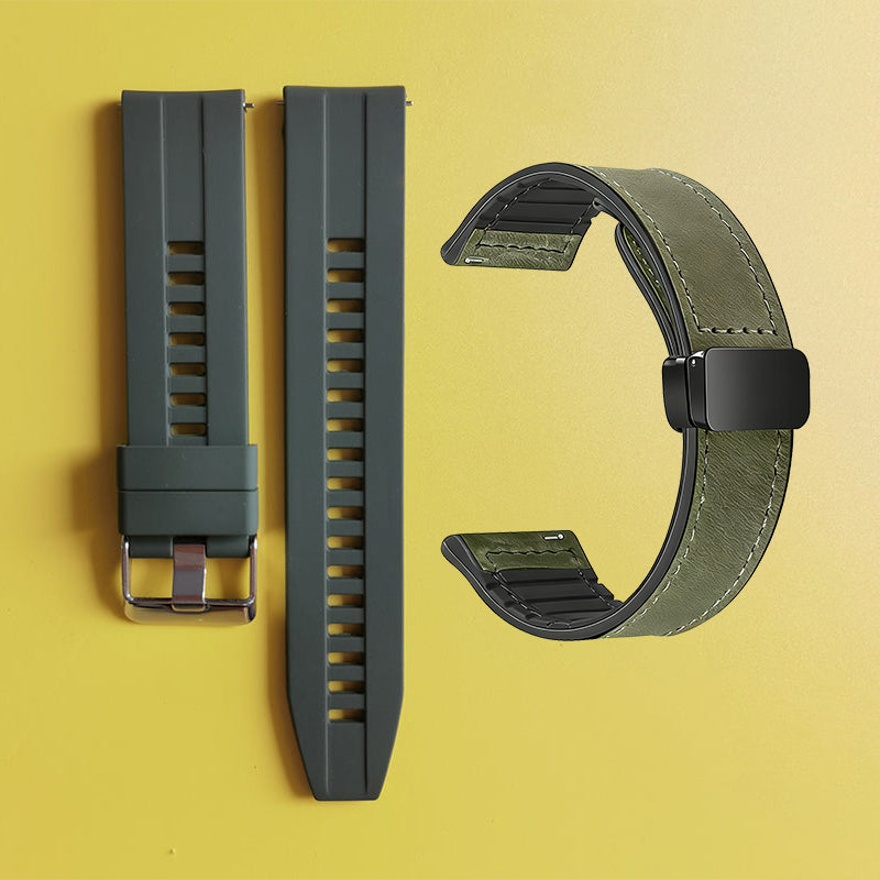 Bracelet de montre en silicone 22 mm + bracelet de montre en cuir