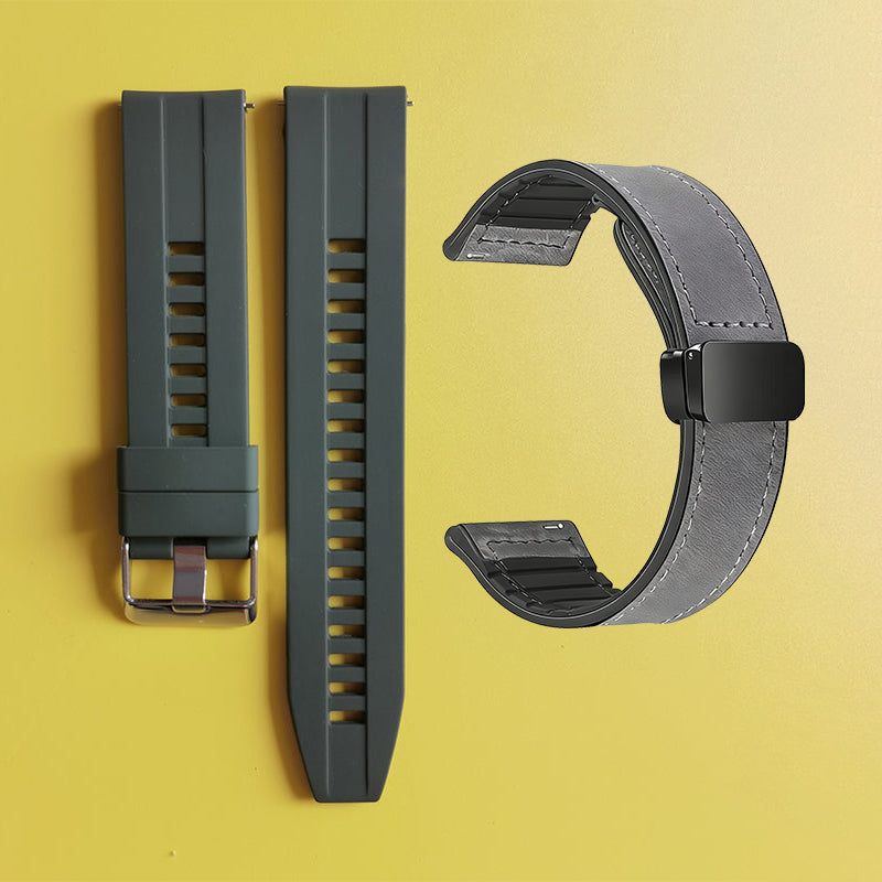 Bracelet de montre en silicone 22 mm + bracelet de montre en cuir