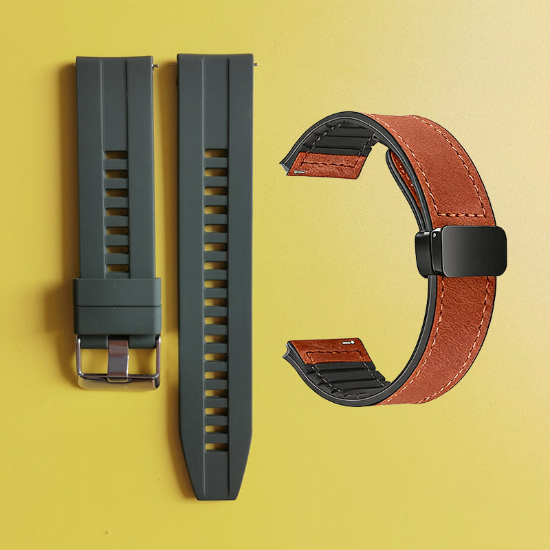 Bracelet de montre en silicone 22 mm + bracelet de montre en cuir
