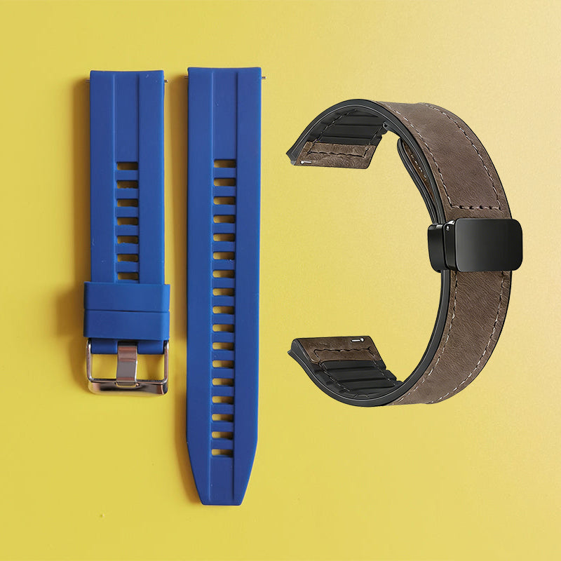 Bracelet de montre en silicone 22 mm + bracelet de montre en cuir