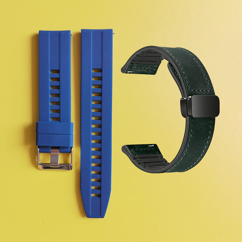 Bracelet de montre en silicone 22 mm + bracelet de montre en cuir