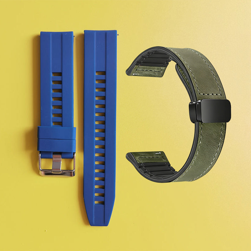 Bracelet de montre en silicone 22 mm + bracelet de montre en cuir