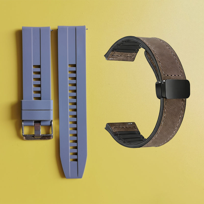 Bracelet de montre en silicone 22 mm + bracelet de montre en cuir
