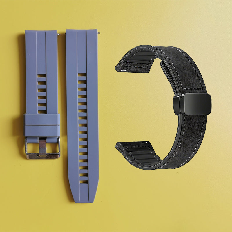 Bracelet de montre en silicone 22 mm + bracelet de montre en cuir