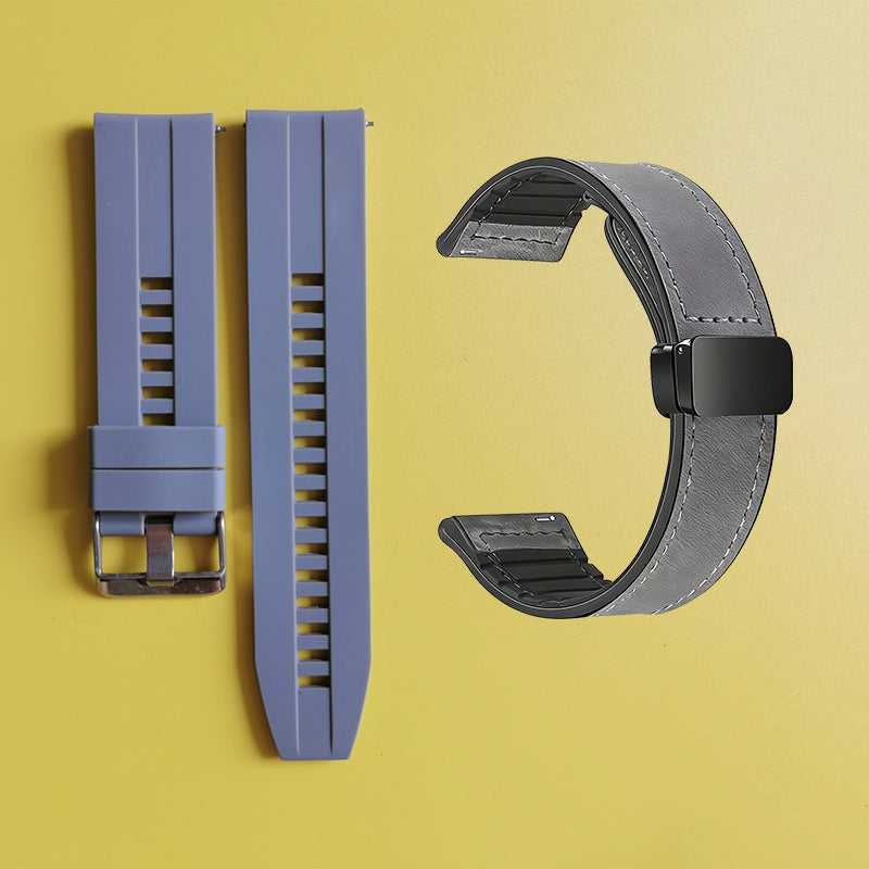 Bracelet de montre en silicone 22 mm + bracelet de montre en cuir