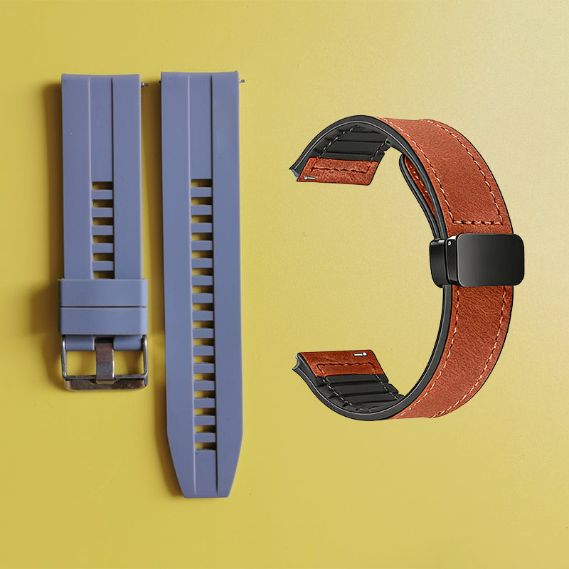 Bracelet de montre en silicone 22 mm + bracelet de montre en cuir