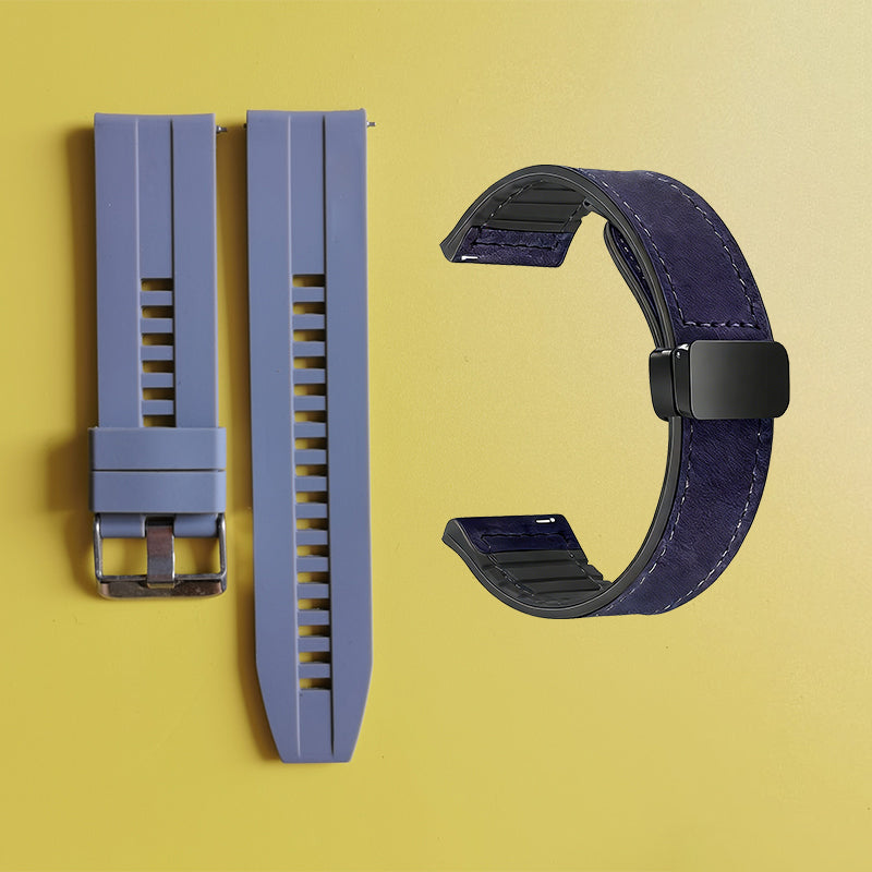 Bracelet de montre en silicone 22 mm + bracelet de montre en cuir