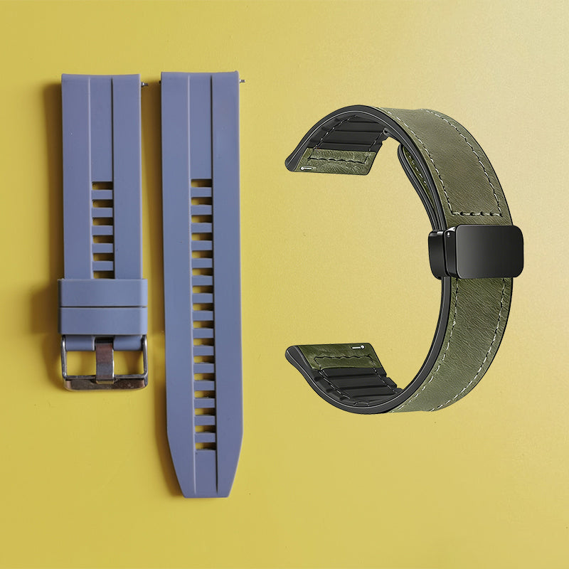Bracelet de montre en silicone 22 mm + bracelet de montre en cuir