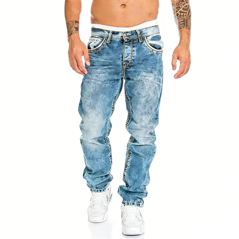 Jean en denim extensible créatif à la mode pour hommes, style minimaliste adapté à l'été, style Emo