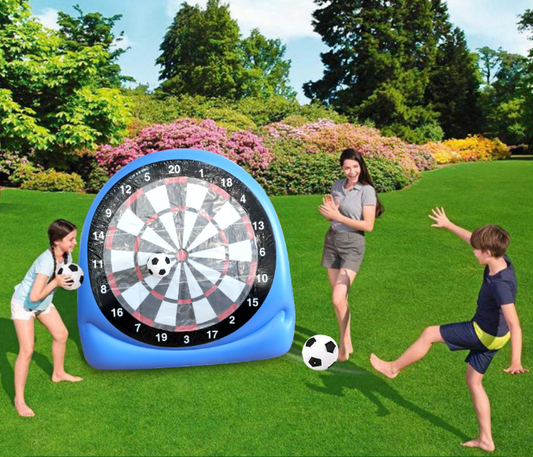Cible de fléchettes gonflable en forme de ballon de football, cible géante, livrée avec 2 ballons de football et une pompe à air, s'installe en 3 minutes, idéale pour les grands jeux dans le jardin